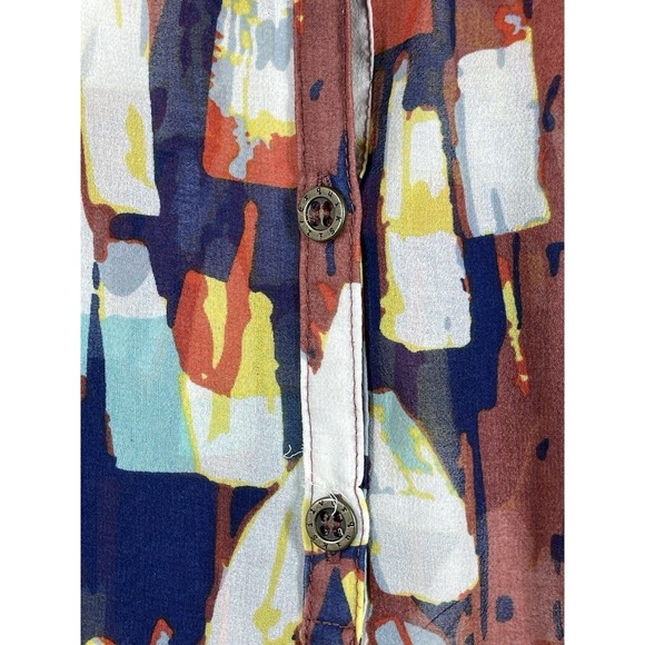 QUICKSILVER BLOUSE CAMI SIZE XS Vibrant  Geo LIGHTWEIGHT MSRP:$54.50 Sheer - Picture 6 of 10